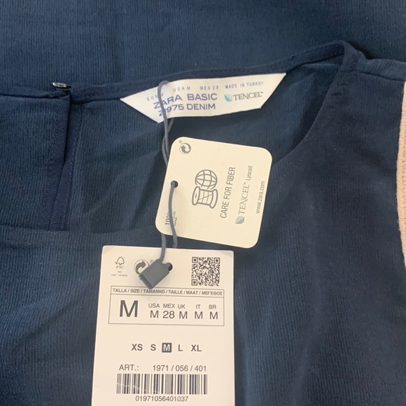 Zara NWT Basic Z1975 Denim Navy Tencel Top Size M - Picture 11 of 14